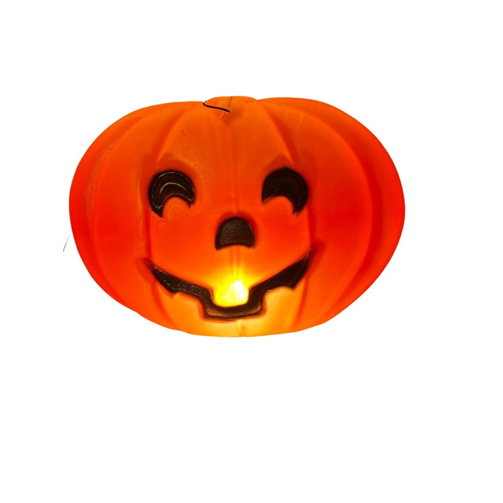 Vintage Halloween Pumpkin Blow Mold Light with String Hanging Decor